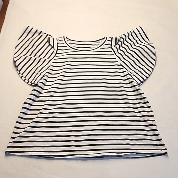 A.L.C Carrie Black and White Striped Flutter Sleeve Top Size Small - Picture 15 of 15